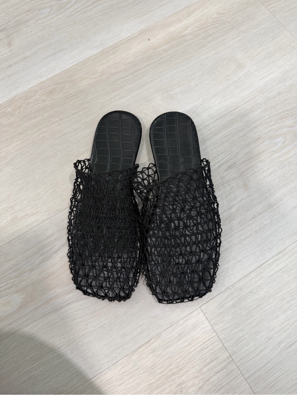 Women's Black Woven Slip-On Mules